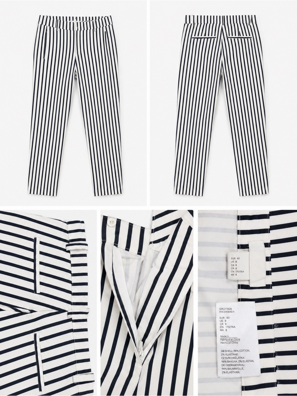H&M Black and White Vertical Stripe Skinny Jeans